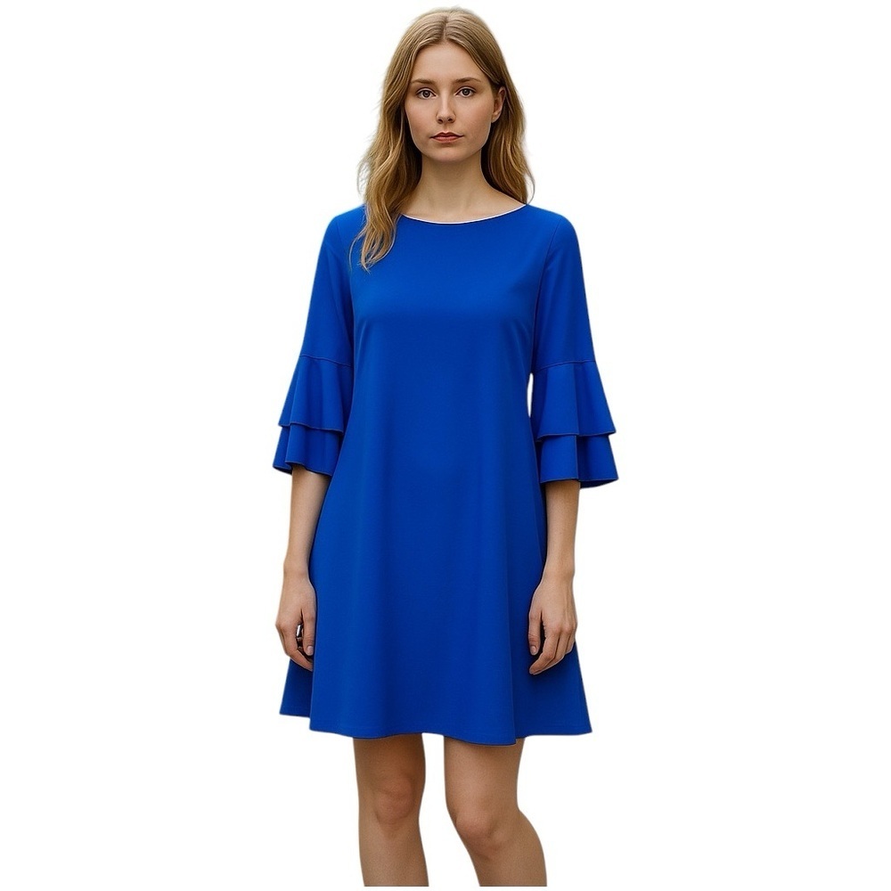 Lauren Ralph Lauren Blue A-Line Dress with 3/4 Bell Sleeves Size 4